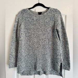 Marled light blue/white cotton knit tunic styled sweater.